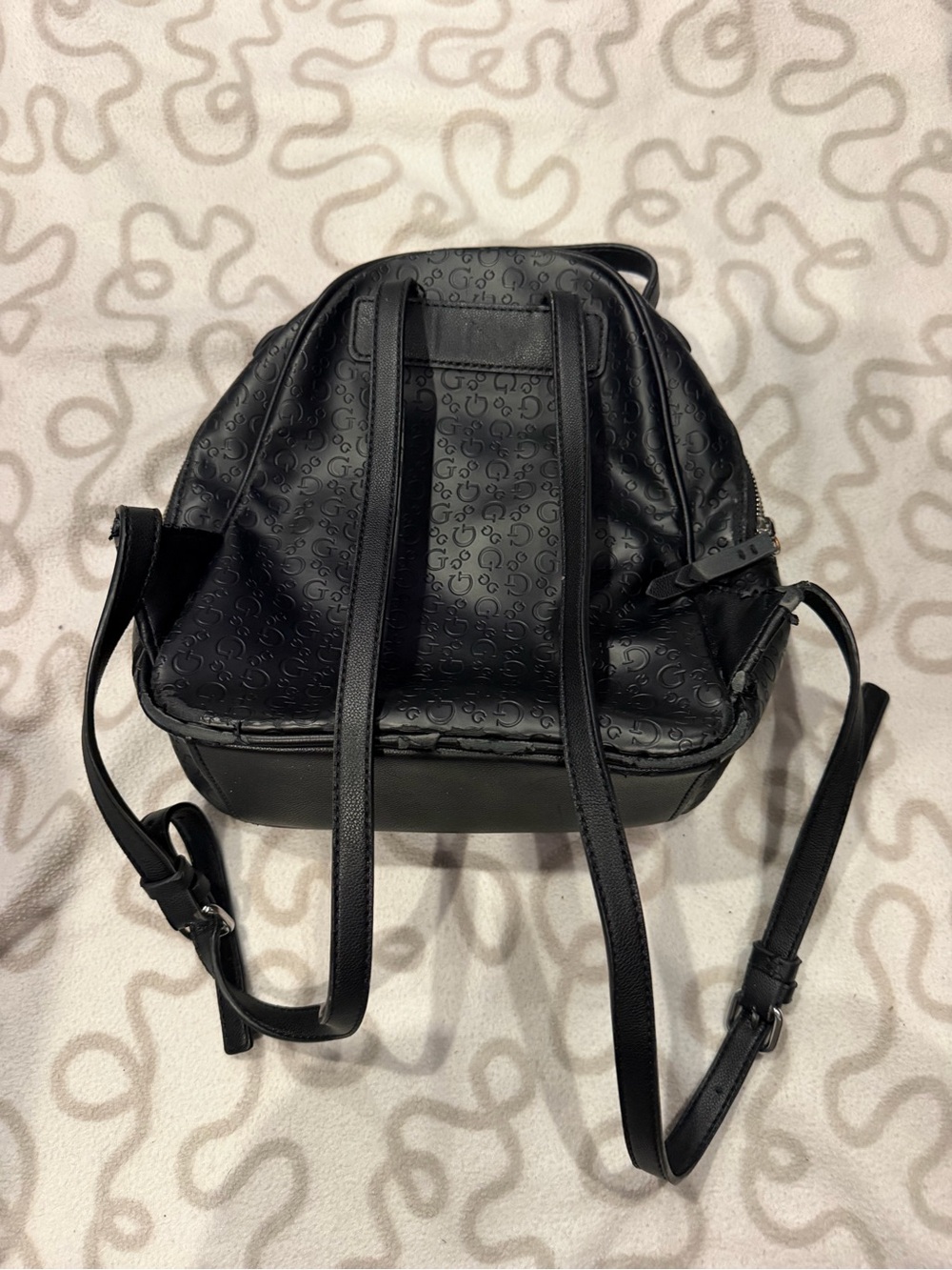 GUESS Black Embossed Mini Backpack - Picture 2 of 7